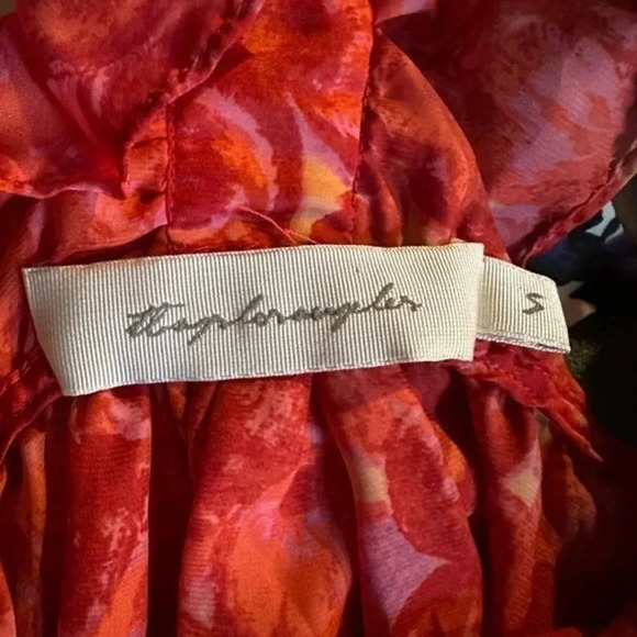 T-Bags Los Angeles Ruffle Watercolor Floral Spaghetti Strap Camisole Top Size S - Picture 2 of 4